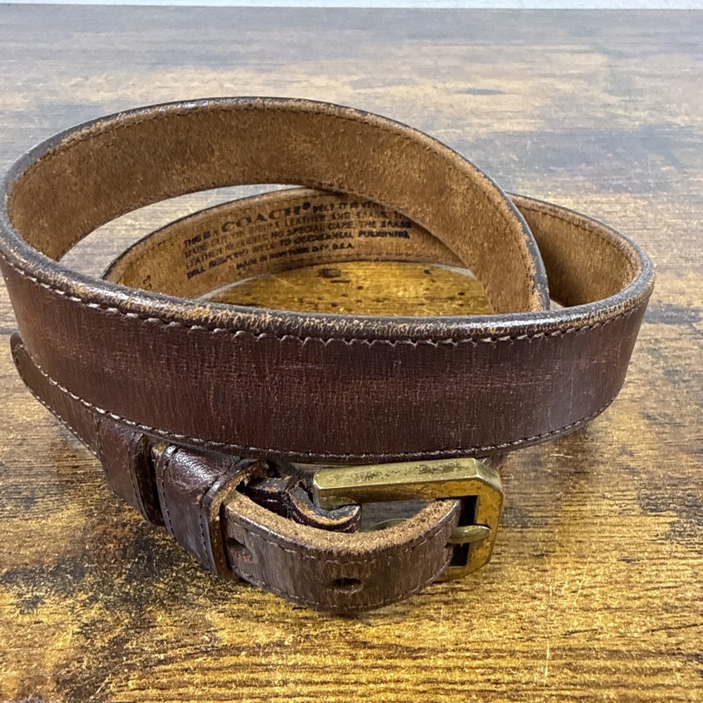Vintage Coach Bridle Leather Belt Womens 28 x 1 Made in NYC USA 1970s Brown